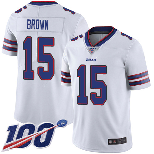 Men Buffalo Bills #15 John Brown White Vapor Untouchable Limited Player 100th Season NFL Jersey